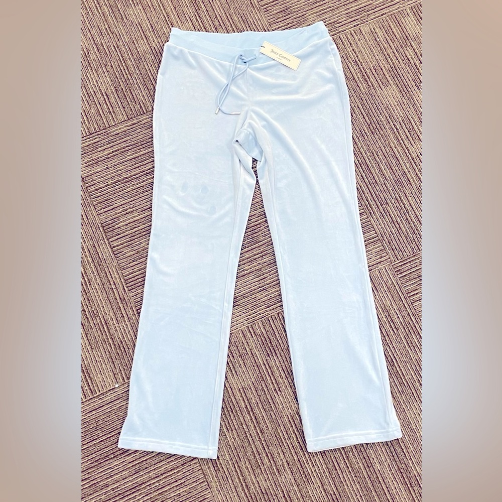 Juicy Couture velour track pants. Size Large. Color light blue - frosted.